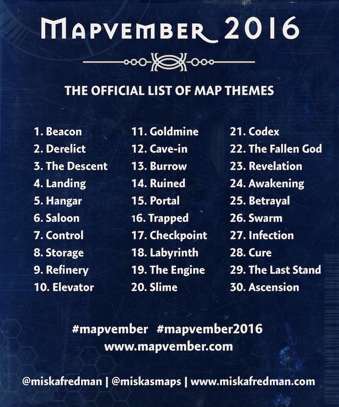 The Mapvember 2016 prompt list